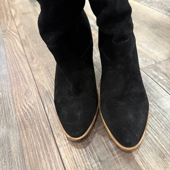 Steve Madden Savas Black Suede Knee High Boots Size 7.5 Western Cowgirl Cottage - Picture 4 of 8